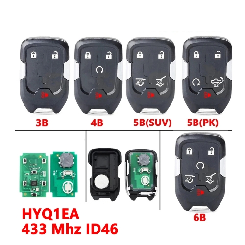 (433Mhz) 3/4/5/6 Buttons  FCC:HYQ1EA Smart Card Key for Chevrolet