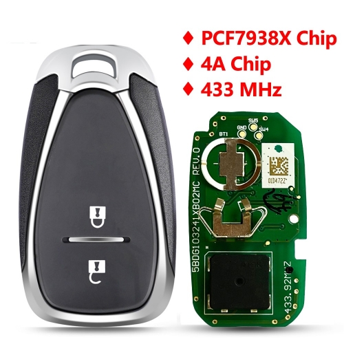 (433.92Mhz)2 Buttons 4A Smart Card Key for Chevrolet Buick GMC