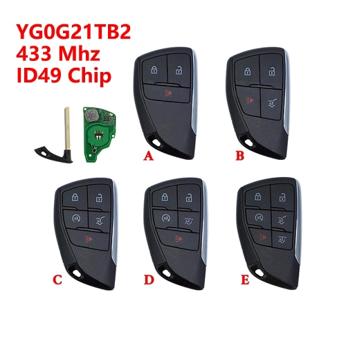 (433Mhz)FCCID YG0G21TB2 3/4/5/6 Buttons ID49 Smart Card Key For Chevrolet Buick GMC