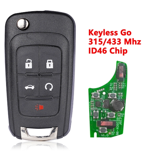 (315/433Mhz)5 Buttons PCF7952E Chip ID46 Flip Remote Key for Chevrolet
