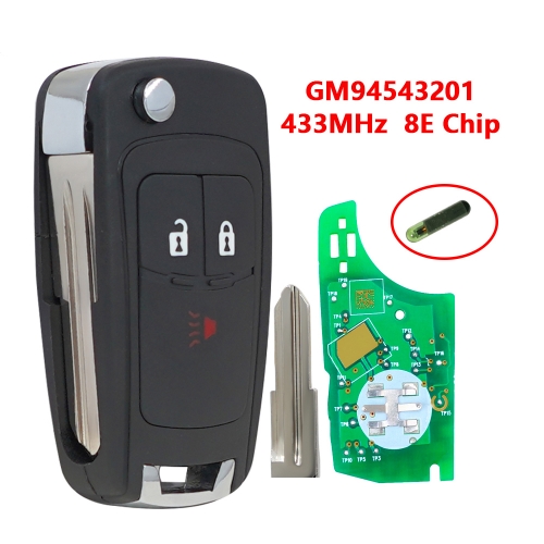 (433Mhz)3 Buttons ID8E Smart Card Key For Chevrolet