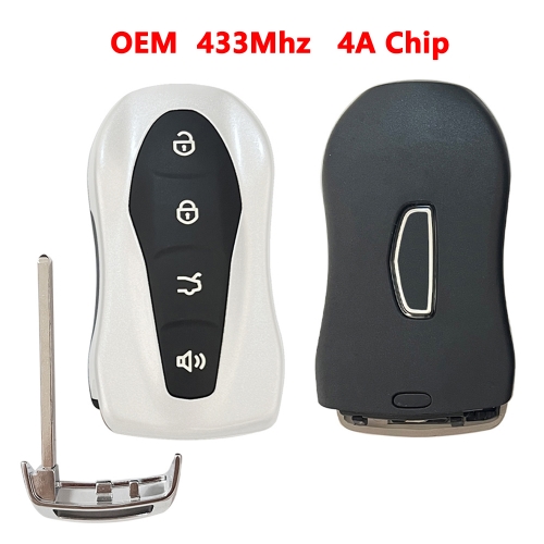 (433Mhz)Original 4 Button 4A Chip Smart Card Key for Geely White
