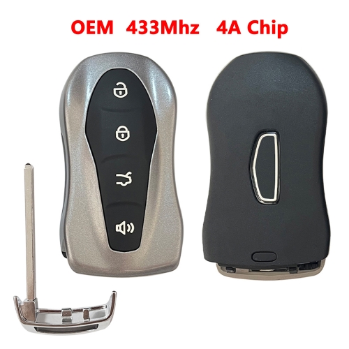 (433Mhz)Original 4 Button 4A Chip Smart Card Key for Geely Grey