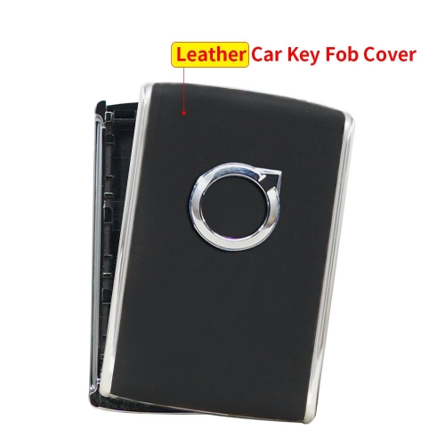 Remote Car Key Shell Case for Volvo Leather Material Black