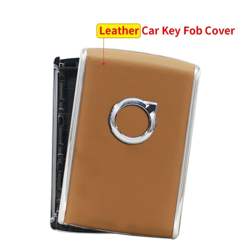 Remote Car Key Shell Case for Volvo Leather Material Brown