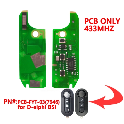 3 Button PCB Board for Fiat 7946 Chip 433Mhz D system