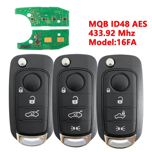 (433.92MHz)3 4 Buttons   MQB ID48 Chip Smart Car Key for Fiat