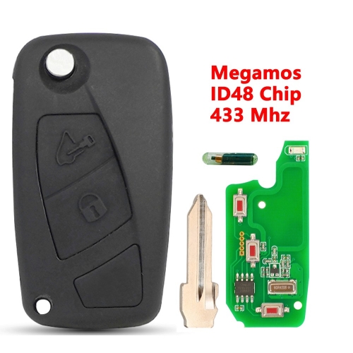 (433Mhz)2 Buttons ID48 Chip Flip Remote Key for Fiat GT10 Blade