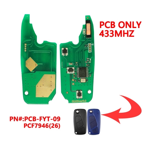 (433Mhz)3 Buttons PCF7946(26) Chip Flip Remote Key PCB for Fiat