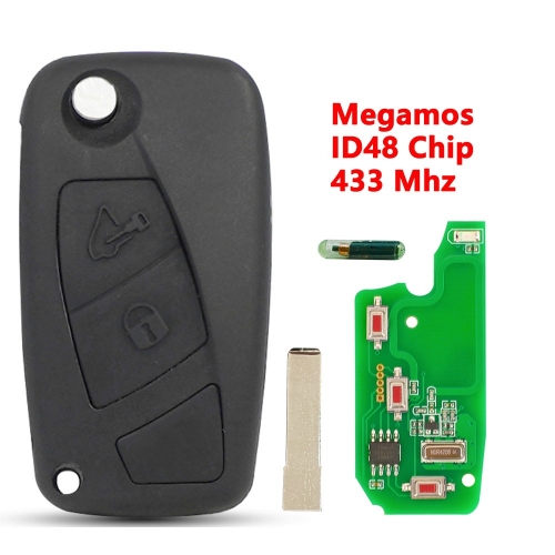 (433Mhz)2 Buttons ID48 Chip Flip Remote Key for Fiat SIP22 Blade