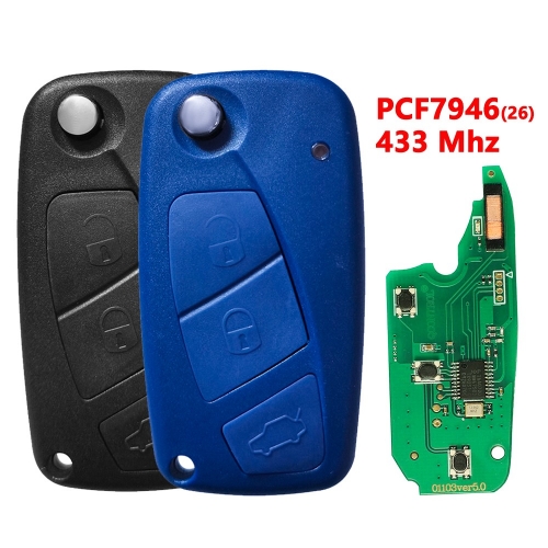 (433Mhz)3 Buttons PCF7946 Chip Flip Remote Key for Fiat