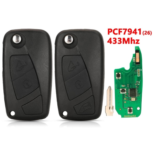 (433Mhz)2 3 Buttons PCF7941 Chip Flip Remote Key for Fiat GT10 Blade