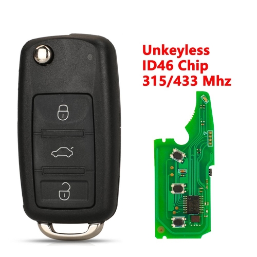 (315/433Mhz)3 Buttons ID46 Chip NO Smart Car Key for VW Tourage