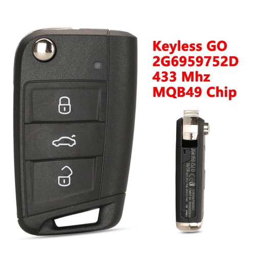 (433Mhz)2G6959752D 3 Buttons MQB49 Chip  Keyless go Car Key for VW