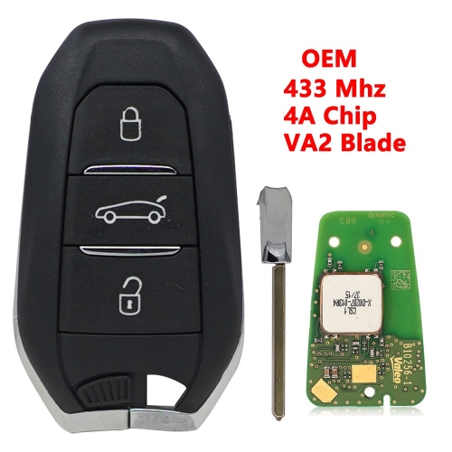 Genuine PCB (433Mhz)3B(TRUCK/ 4A Chip  Smart Card Car Key  For Peugeot Citroen VA2 Blade