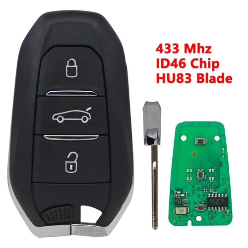 (433Mhz)3B(Truck)/ 46 Chip  Smart Card Car Key  For Peugeot Citroen HU83 Blade