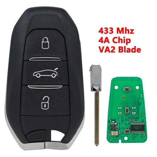 (433Mhz)3B(Truck)/ 4A Chip  Smart Card Car Key  For Peugeot Citroen VA2 Blade