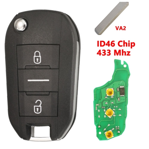 2B/ID46  Flip Key For Peugeot Citroen  Blade VA2 433mhz
