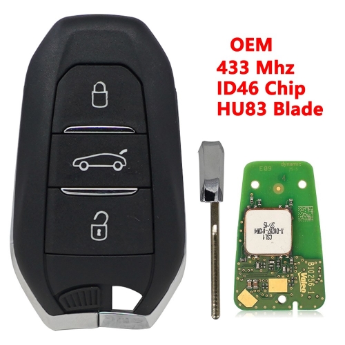(433Mhz)3B(TRUCK)/ 46 Chip  Smart Card Car Key  For Peugeot Citroen HU83 Blade