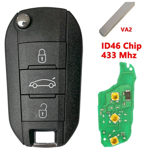 3B(Truck)/ID46  Flip Key For Peugeot Citroen  Blade VA2 433mhz
