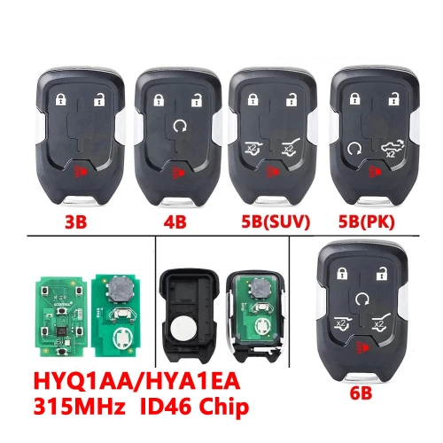 (315Mhz) HYQ1AA/HYQ1E A3/4/5/6 Buttons Smart Card Key for Chevrolet