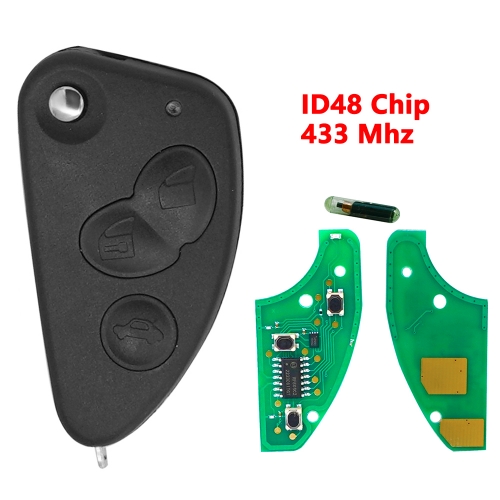 (433Mhz)3 Buttons ID48 Chip Flip Remote Car Key  for Alfa Romeo