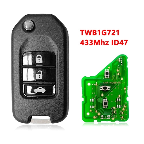 （433 Mhz) TWB1G721 3 Buttons ID47 Chip Remote Key  for Honda