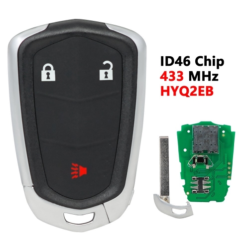 (433Mhz )HYQ2AB 2+1 Buttons  Smart Car Remote  Key For Cadillac