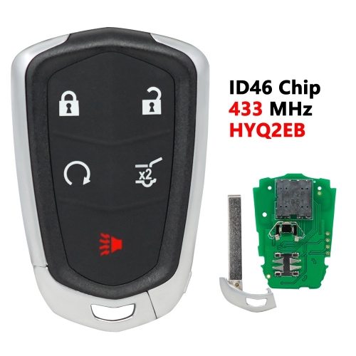 (433Mhz )HYQ2AB car 4+1 Buttons  with electronic chip Smart Car Remote  Key For Cadillac
