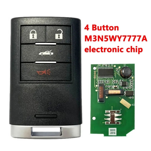 4 Buttons  M3N5WY7777A comes with electronic chip key Smart key with small key For Cadillac