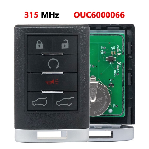 (315Mhz )OUC6000066 6 Buttons  Car Remote Key  No Emergency Key For Cadillac