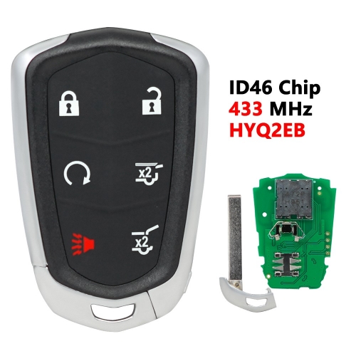 (433Mhz )HYQ2AB SUV 5+1 Buttons  with electronic chip Smart Car Remote  Key For Cadillac