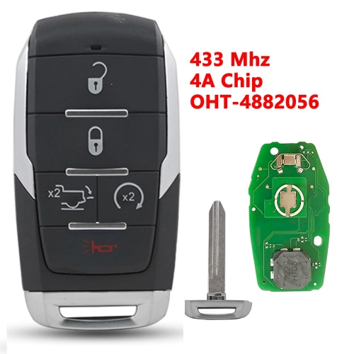 (433Mhz)OHT-4882056 5 Buttons 4A Chip Remote Key for Dodge