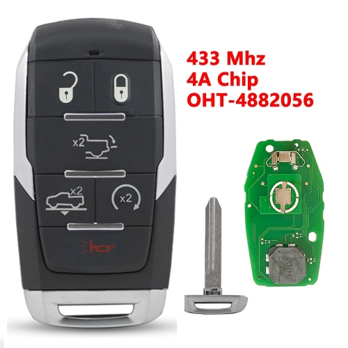 (433Mhz)OHT-4882056 6 Buttons 4A Chip Remote Key for Dodge