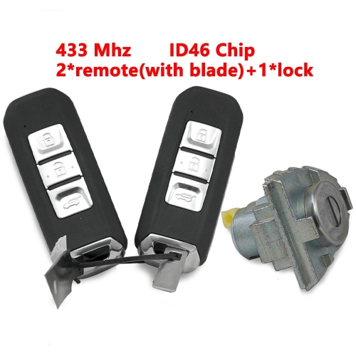 A set includes 1pcs lock and 2pcs Blade and 2pcs ID46 Chip Remote Key for Chevrolet