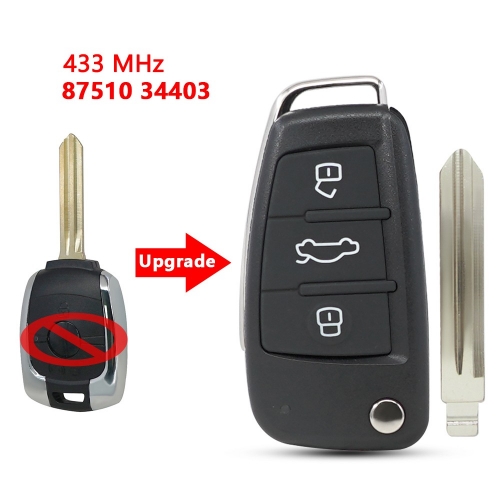 (433Mhz)87510 34403 3 Buttons Remote Key for SsangYong
