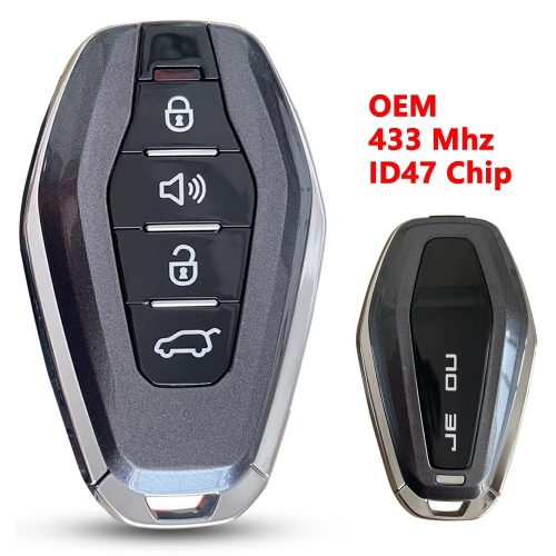 （433Mhz)4 Buttons ID47 Chip Smart Remote Key for Chery Black