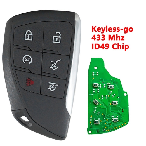(433Mhz)6 Buttons ID49 Chip Smart Remote Key for Cadillac