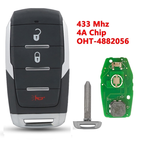 (433Mhz)OHT-4882056 3 Buttons 4A Chip Remote Key for Dodge