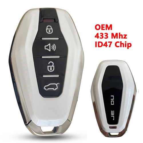 （433Mhz)4 Buttons ID47 Chip Smart Remote Key for Chery White