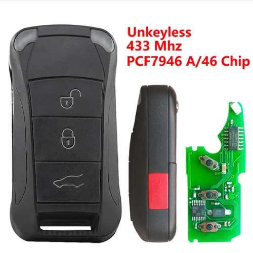 （433Mhz)3+1 Buttons PCF7946/ID46 Chip Unkeyless Remote Key for Porsche