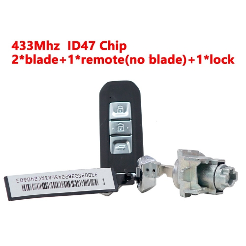 A set includes 1pcs lock and 2pcs Blade and 1pcs ID47 Chip Remote Key for Chevrolet