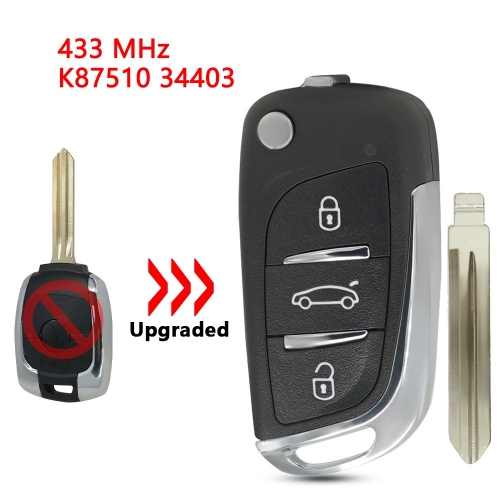 (433Mhz)K87510 34403 3 Buttons Remote Key for SsangYong