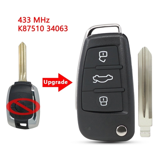 (433Mhz)K87510 34063 3 Buttons Remote Key for SsangYong