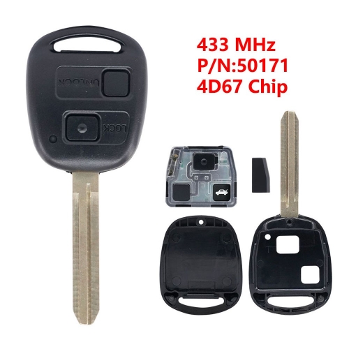 (315Mhz)50171 2 Buttons 4D67 Chip Remote Key for Toyota