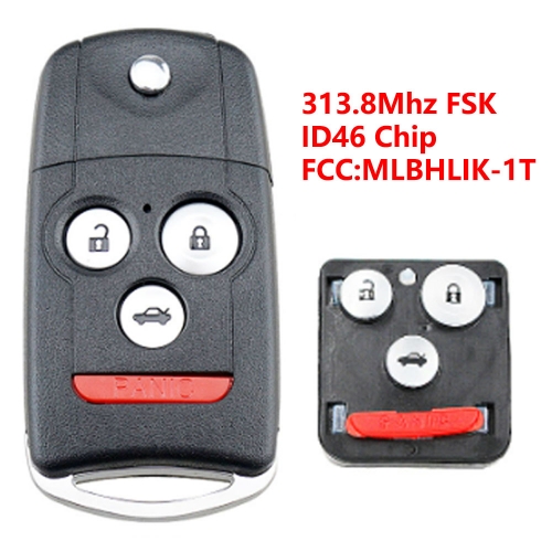 (313.8 Mhz)MLBHLIK-1T 3+1 Buttons Flip Remote Key for Acura MDX