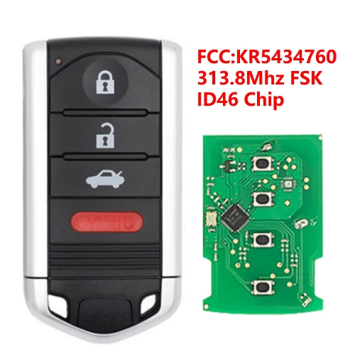 (313.8 Mhz)KR5434760 3+1 Buttons ID46 Chip Remote Key for ACURA