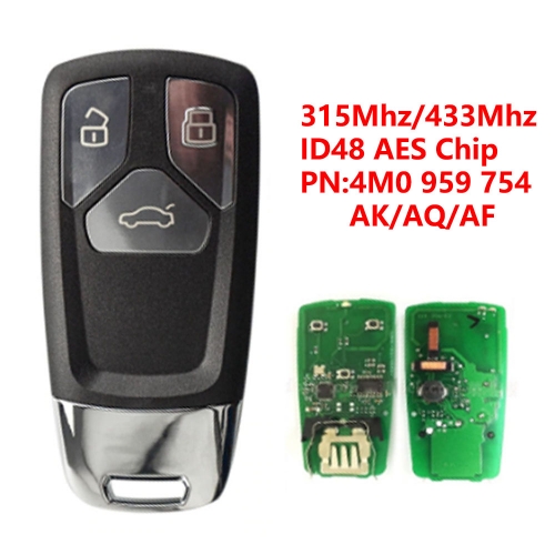(315/433Mhz)4M0959754 3 Buttons ID48 AES Chip Remote Key for Audi