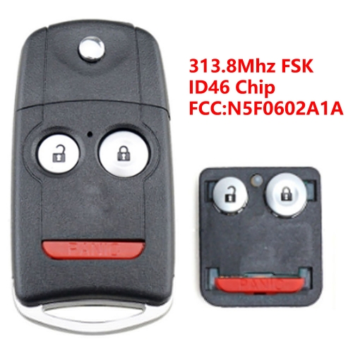 (313.8Mhz)N5F0602A1A 2+1 Buttons Flip Remote Key for Acura MDX