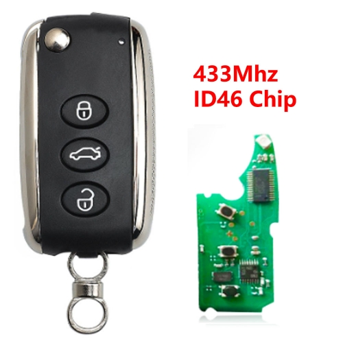 (433Mhz)3 Buttons ID46 Chip Flip Remote Key for Bentley